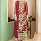 Wine Indian Pakistani Georgette Long Straight Salwar Suit FZ128299 - Siya Fashions
