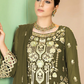 Green Indian Pakistani Georgette Long Straight Salwar Suit FZ128302 - Siya Fashions