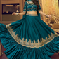 Teal Sangeet Bridal Lehenga Choli Set In Silk SIF129302
