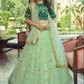 Green Sangeet Bridal Lehenga Choli Set In Net SIF129310