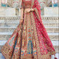 Red Indian Bridal Lehenga Choli Set In Net Silk SIF128210