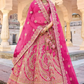 Pink Indian Bridal Lehenga Choli Set In Net Silk SIF128211