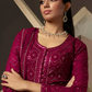 Red Indian Pakistani Anarkali Wedding Gown In Georgette SFZ129333