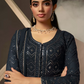 Grey Indian Pakistani Anarkali Wedding Gown In Georgette SFZ129336