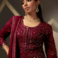 Maroon Indian Pakistani Anarkali Wedding Gown In Georgette SFZ129335