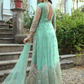 Green Bridal Indian Pakistani Long Gown Anarkali Suit In Net SFZ129330