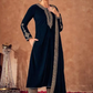 Blue Indian Pakistani Palazzo Suit In Velvet SFZ129765