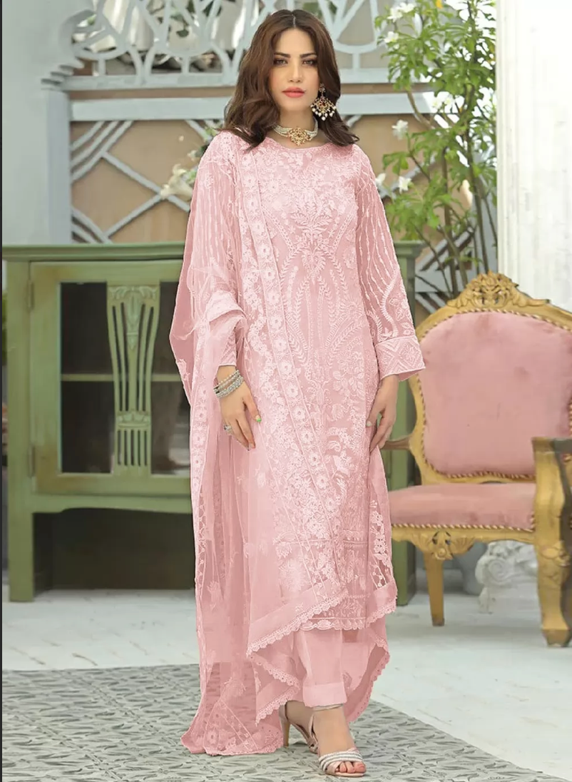 Pink Georgette Indian Pakistani Long Palazzo Suit SFZ128289