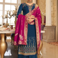 Teal Blue Georgette Indian Pakistani Palazzo Salwar Kameez SFZ128693