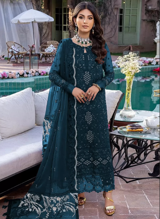 Teal Green Greorgette Indian Pakistani Palazzo Salwar Suit SFZ128263
