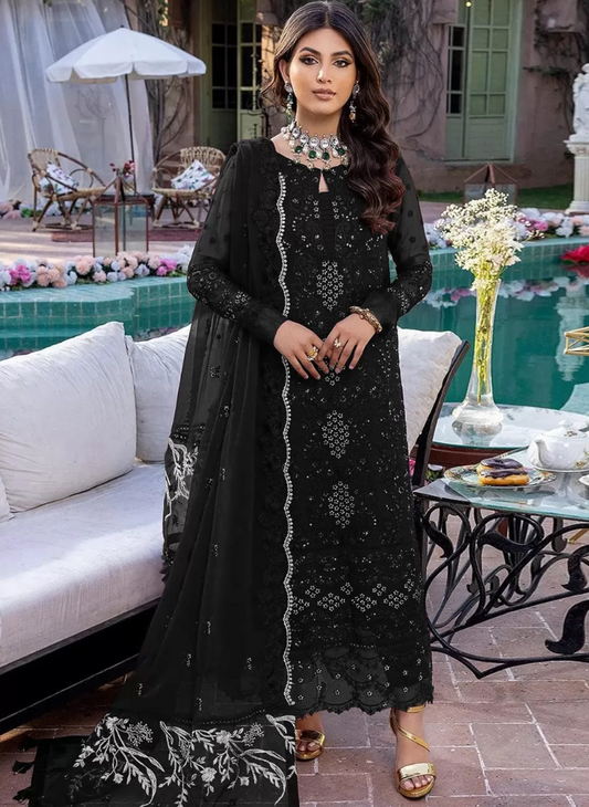 Black Greorgette Indian Pakistani Palazzo Salwar Suit SFZ128267