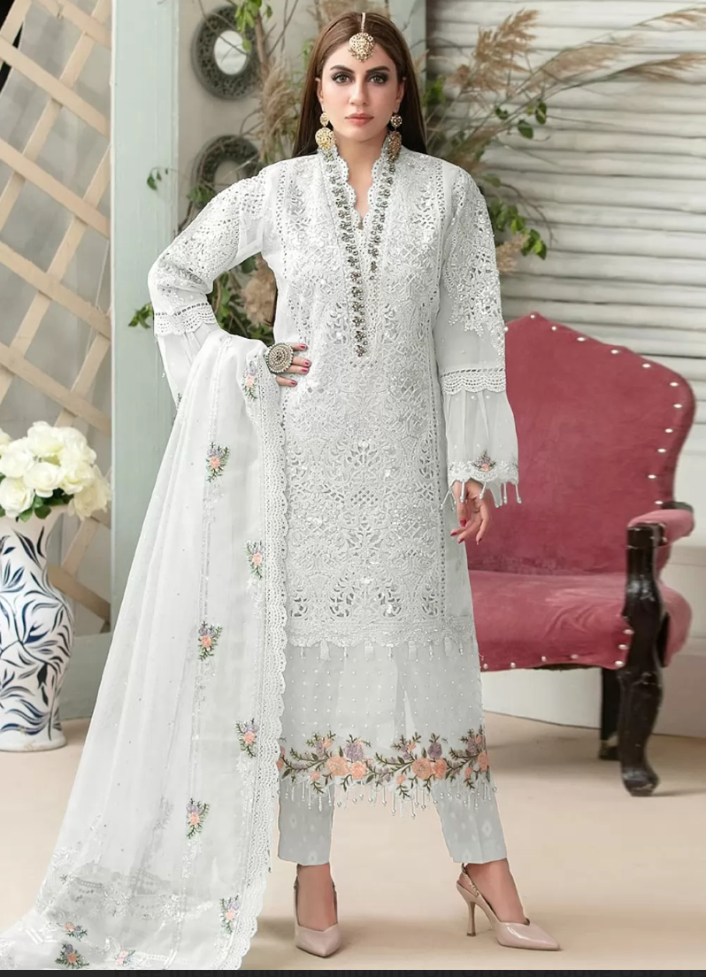 White Designer Net Salwar Kameez Suit SFZ128254