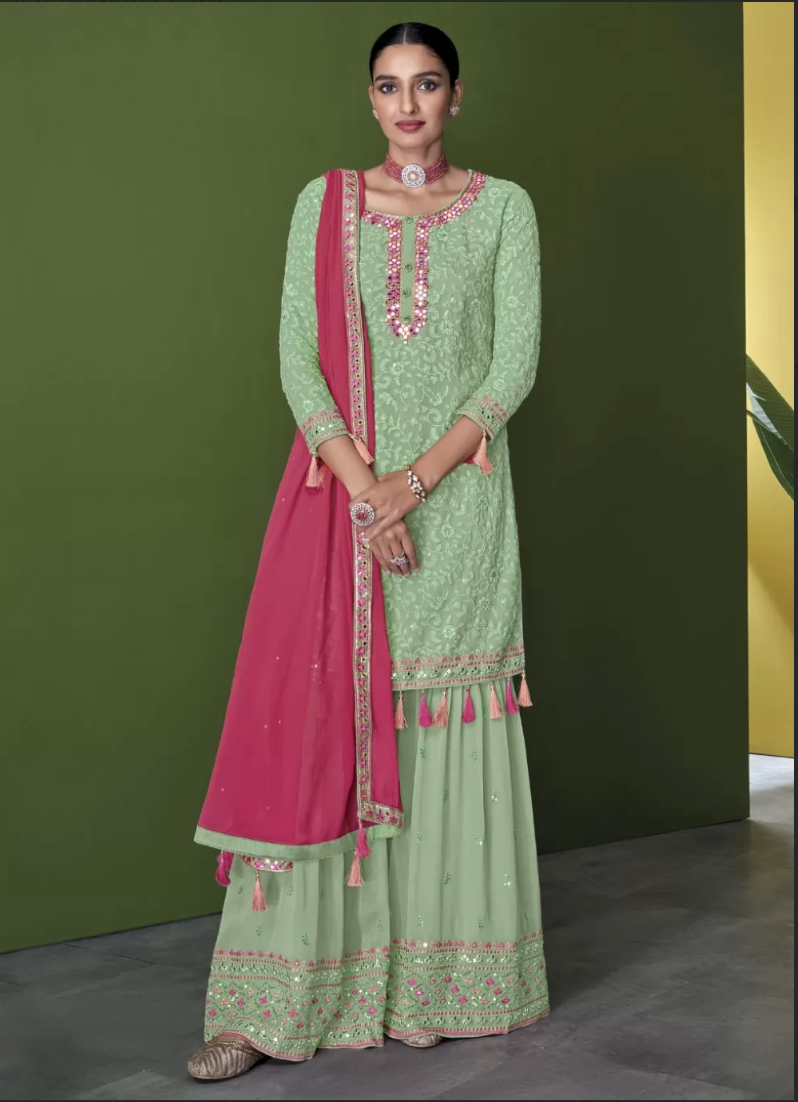 Light Green Georgette Indian Salwar Kameez Suit SFZ125431