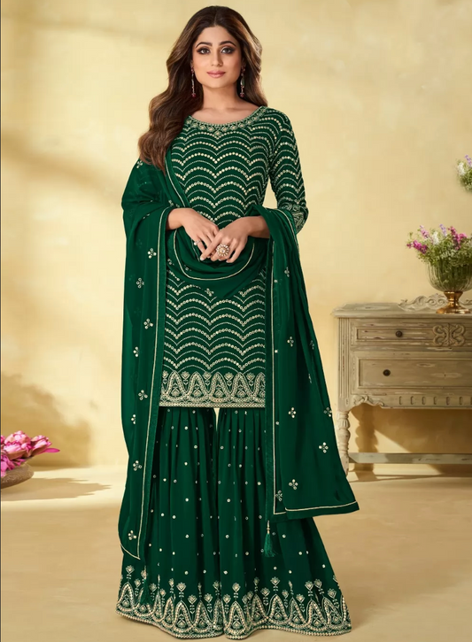 Green Georgette Indian Salwar Kameez Suit SFZ125407