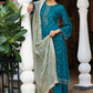 Teal Indian Sangeet Palazzo Suit In  Jacquard SFZ123638