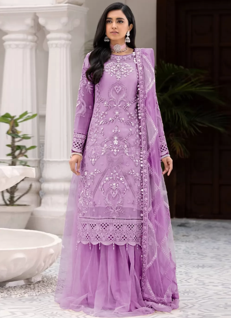 Purple Indian Sangeet Palazzo Suit In Georgette SFZ123339