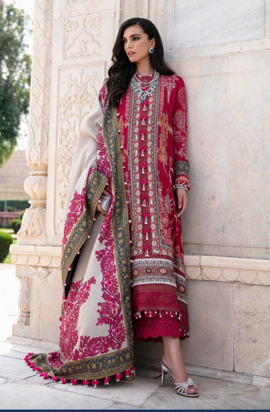 Pakistani Pink Embroidery Palazzo Salwar In 3 Pieces SFS22100