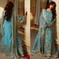Blue Wedding Net Pakistani Long Gown Anarkali Suit SFES50933