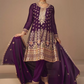 Designer Indian Pakistani Wine Chinnon Silk Trouser Kameez SF132064