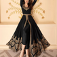 Black Reception Anarkali Wedding Gown In Georgette SFZ132065