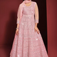 Pink Reception Anarkali Wedding Gown In Net SFZ131994