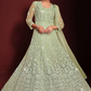 Green Reception Anarkali Wedding Gown In Net SFZ131991