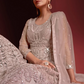 Brown Reception Anarkali Wedding Gown In Net SFZ131992