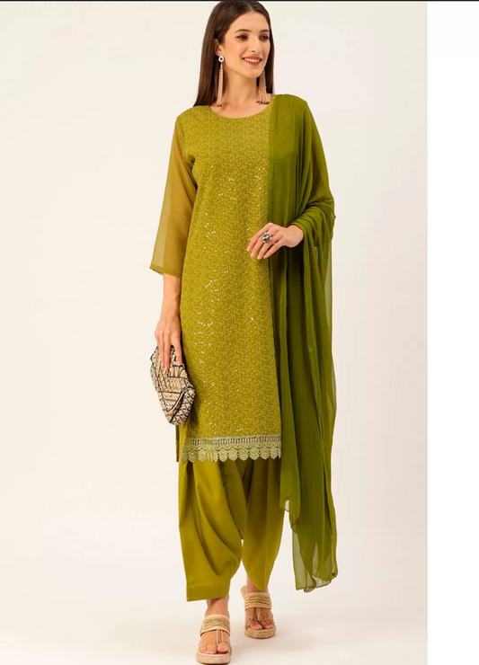 Green Georgette Indian Pakistani Salwar Suit SFZ131247