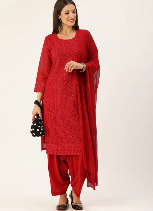 Red Georgette Indian Pakistani Salwar Suit SFZ131250