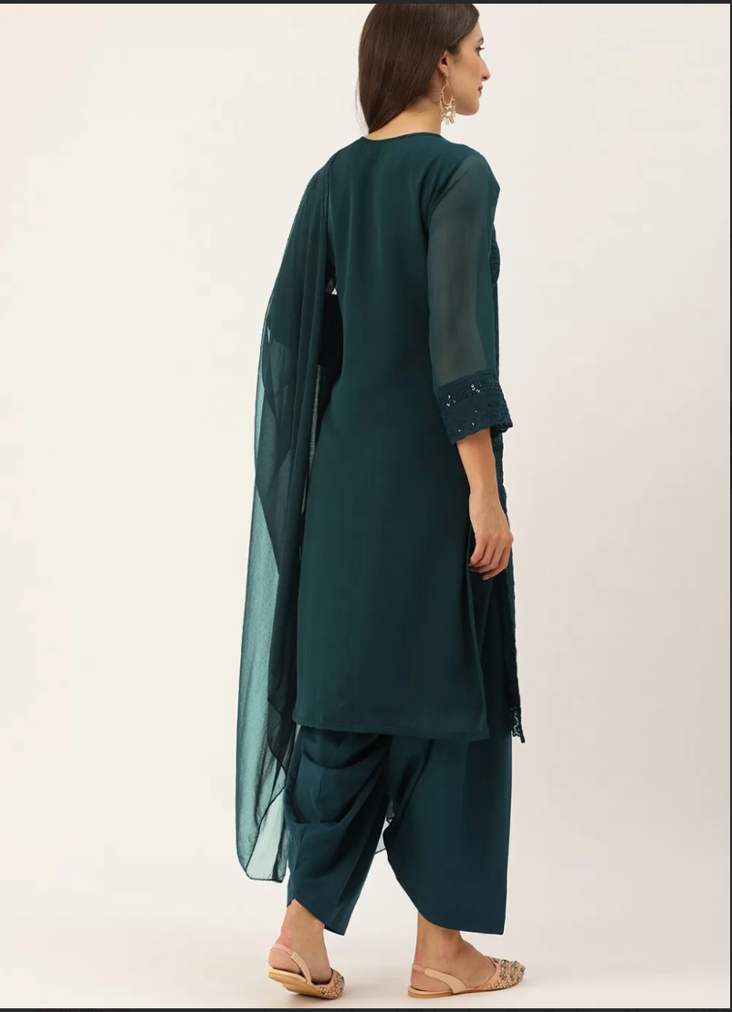 Teal Georgette Indian Pakistani Salwar Suit SFZ131252