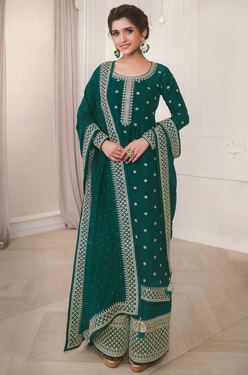 Buy Green Indian Pakistani Green Georgette Silk Straight Cut Suit SFSKDDA1084