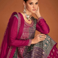 Pink Indian Pakistani Wedding Palazzo Suit In Chinon SFZ133154