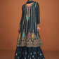 Teal Indian Pakistani Wedding Palazzo Suit In Chinon SFZ133156