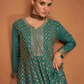 Green Indian Pakistani Wedding Palazzo Suit In Chinon SFZ133158