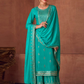 Turquoise Indian Pakistani Wedding Palazzo Suit In Georgette SFZ133163