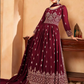 Maroon Indian Pakistani Party Palazzo Suit In Georgette SFZ133170