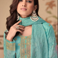 Blue Indian Pakistani Palazzo Suit In Jacquard  SFZ131903