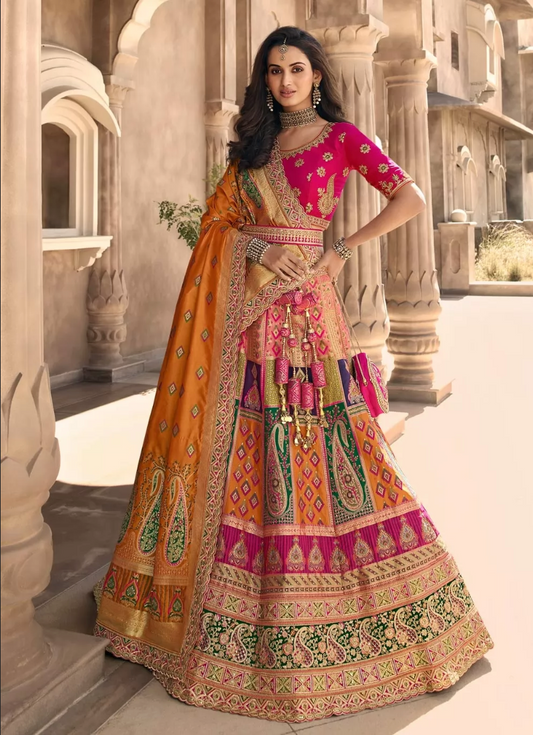 Pink Diamond Bridal Wedding Lehenga Banarasi Silk SFZ132800