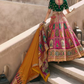 Green Hot Pink Diamond Bridal Wedding Lehenga Banarasi Silk SFZ132799