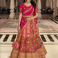 Peach Pink Diamond Bridal Wedding Lehenga Banarasi Silk SFZ132798