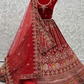 Red Bridal Wedding Lehenga Choli In Net Velvet SFZ132742