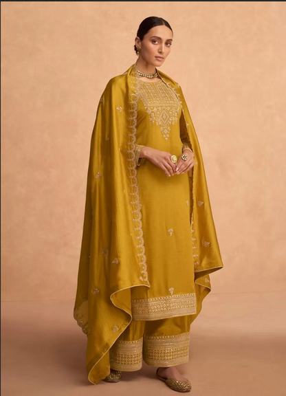 Yellow Bridesmaid Palazzo Salwar Kameez Suit SFZ133730