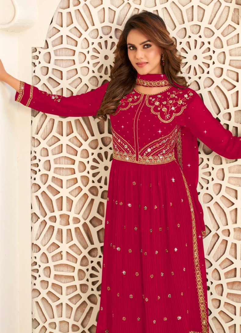 Pink Bridesmaid Palazzo Salwar Kameez Suit In Georgette SFZ133725