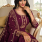 Wine Indian Pakistani Sequinned Sharara Suit in Georgette SFZ133430