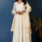 White Off Georgette Embroidered Anarkali Suit with Frill Border SFASL53489