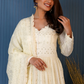 White Off Georgette Embroidered Anarkali Suit with Frill Border SFASL53489