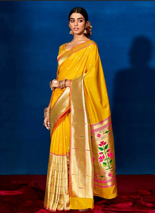 Yellow Bridal Wedding Silk Trendy Designer Saree SFZ 133766