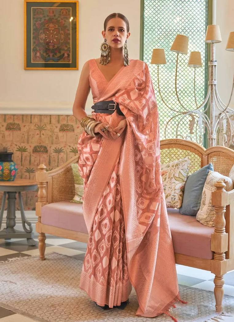 Pink Handlook Silk Woven Fabric Saree SFZ132772