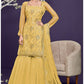 Seraphic Yellow Sangeet Wedding Party Palazzo In Net SFSA294107 - Siya Fashions