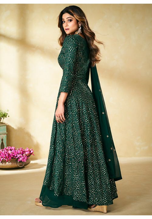 Shamita Shetty Green Indian Sangeet Wedding Palazzo Suit SFSA325702 - Siya Fashions